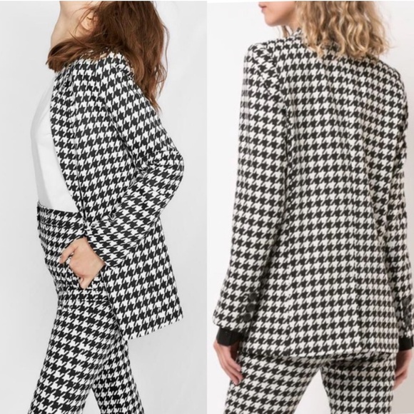 ANINE BING Maureen Blazer in Houndstooth Black & White Size Medium - Picture 8 of 14